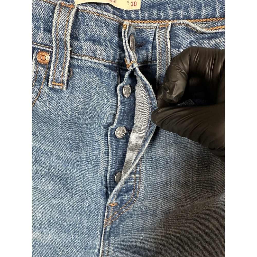 Levi's PREMIUM Wedgie Straight Jeans High Rise BIG E Cotton Distressed‎ 30x28 - Picture 9 of 16